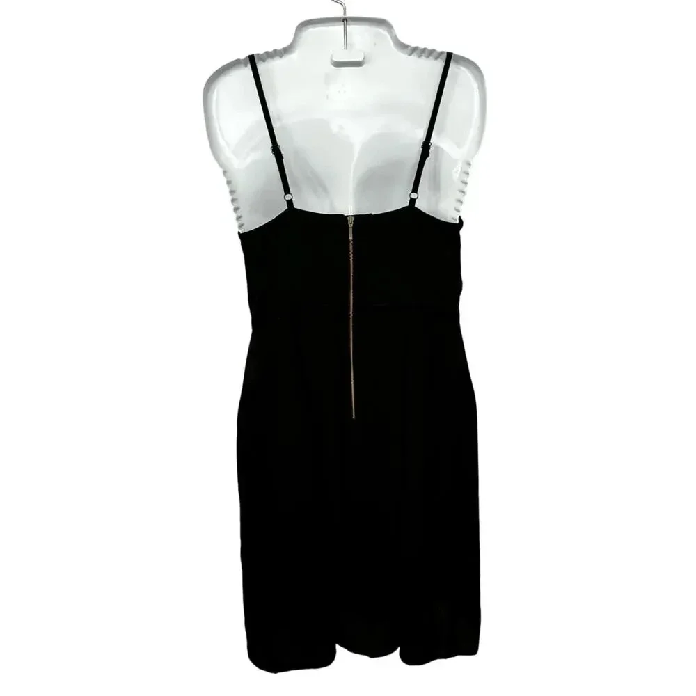 New All Worthy by Hunter McGrady Chiffon Black Dress Lace Inset‎ Women's Size O